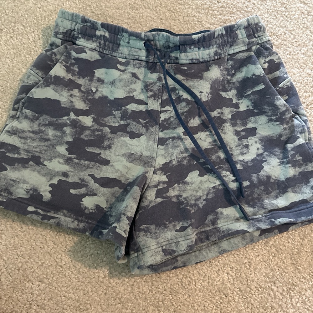 Blue Camouflage Drawstring Shorts